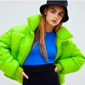Bershka Acid Green Puffer XS